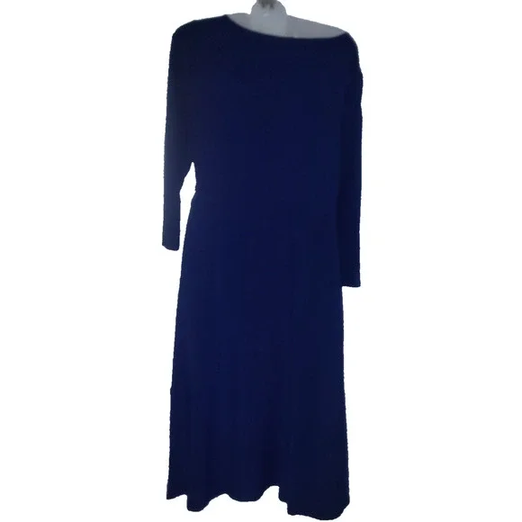 RALPH LAUREN Women's Blue Long Sleeve Boat Neck Dress Size 14 BG13 - Picture 2 of 4
